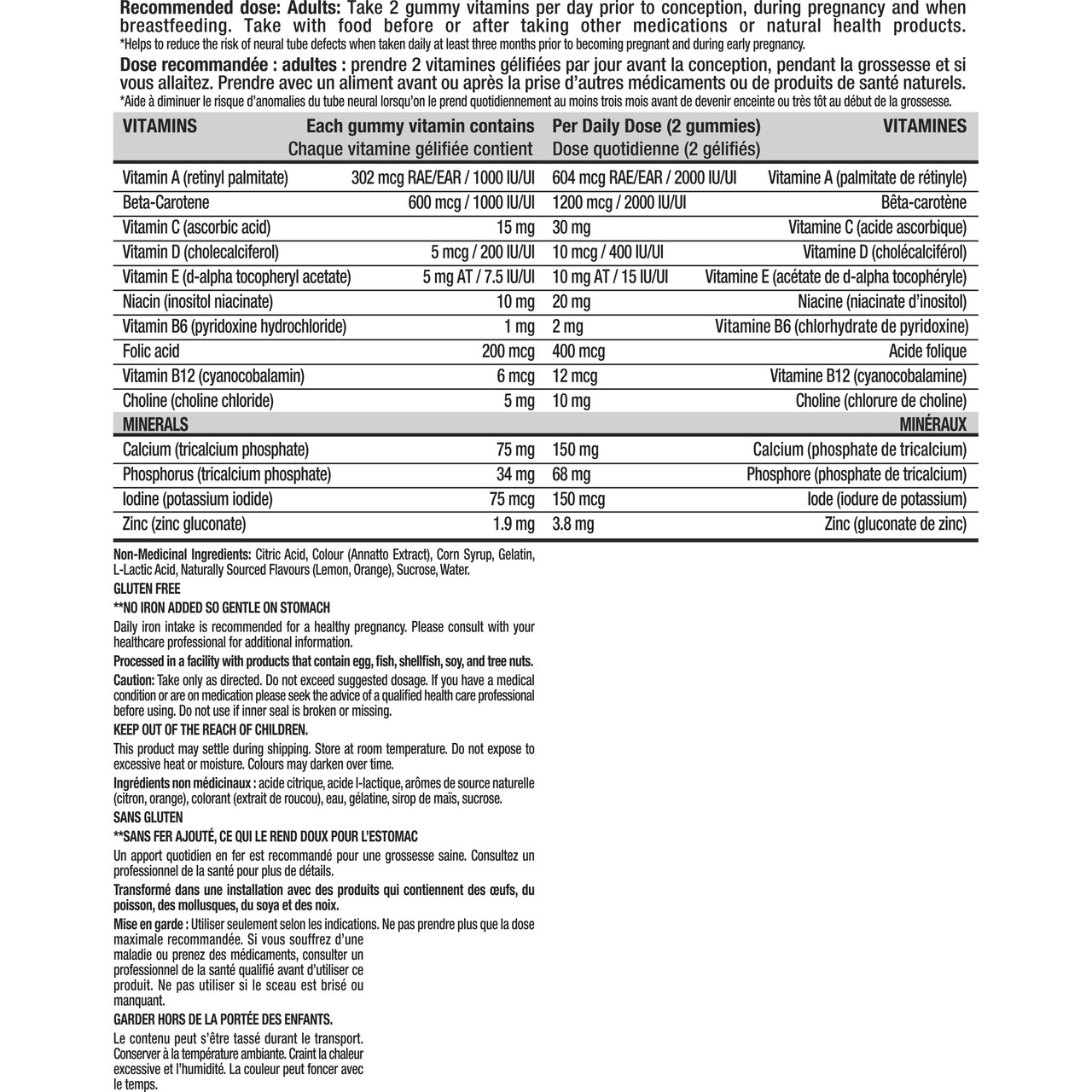 FIRST RESPONSE™ Prenatal Multivitamin Gummies ingredients