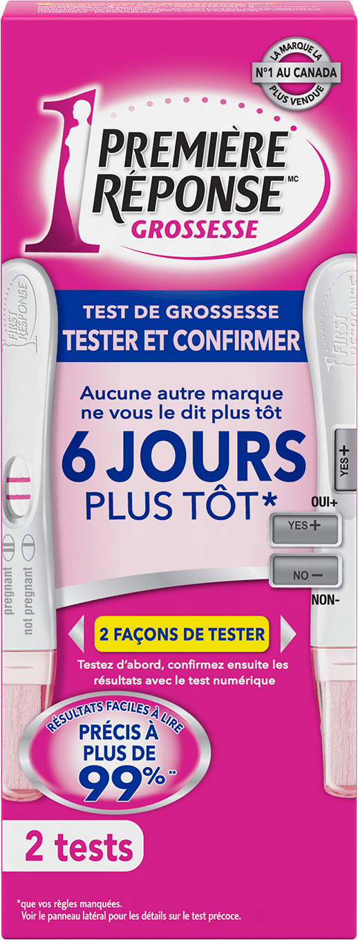 Paquet de 2 tests de grossesse Première Réponse pour  tester et confirmer 